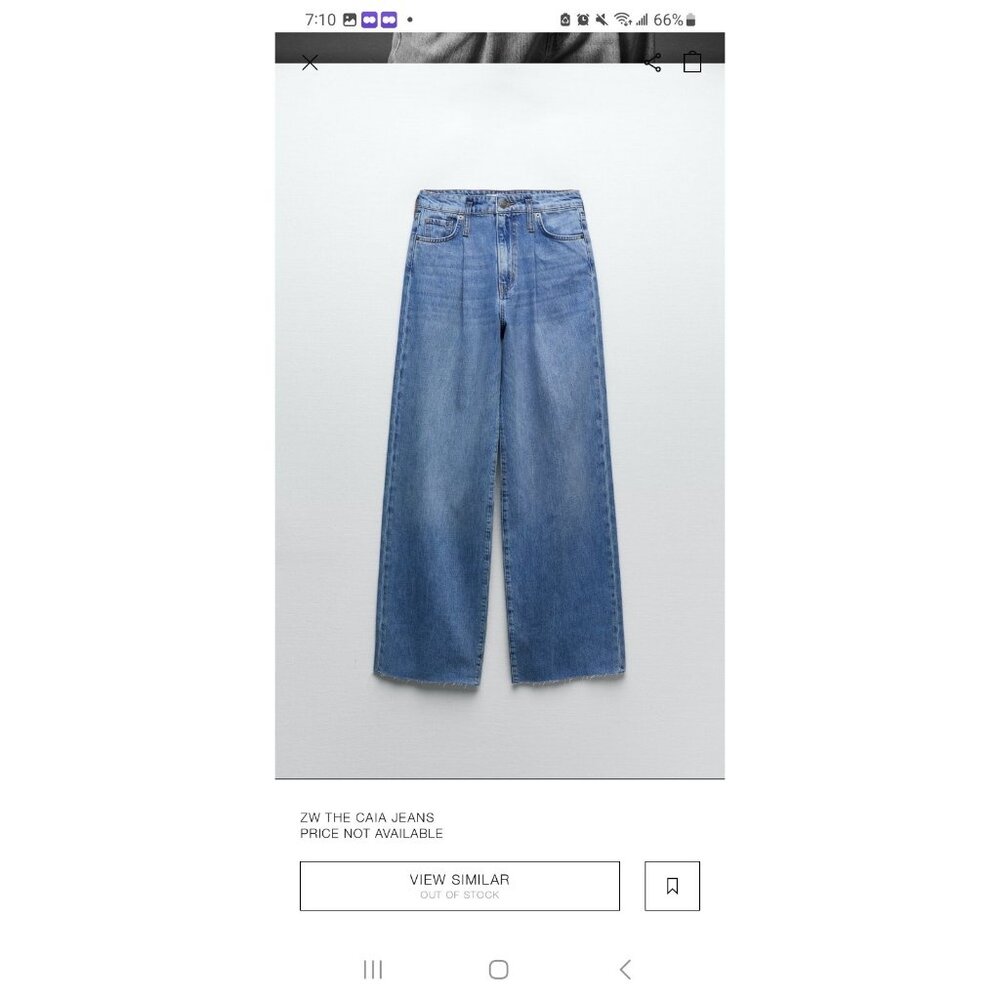 Zara Caia Relaxed Fit Front Pleat Wide Leg High Waist Jeans SZ 12 - Picture 4 of 9